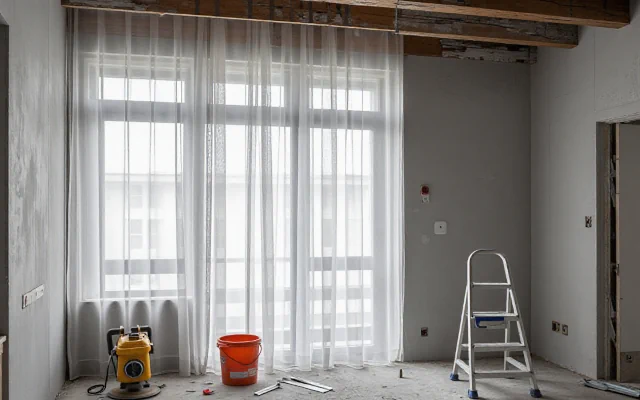 Industrial-style office interior renovation with exposed piping