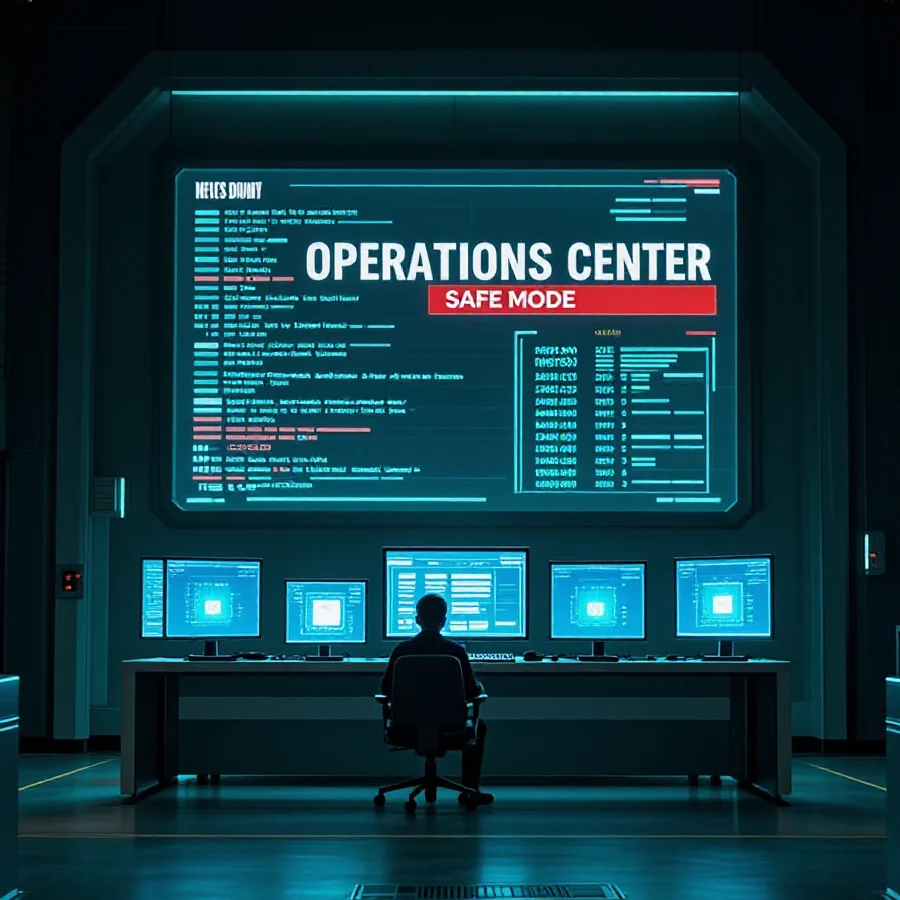 Logistics operations control room with multiple screens