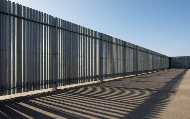 Heavy-duty galvanized steel fence mesh with sharp industrial texture